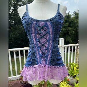 Blue and Purple Lace Corset Dress